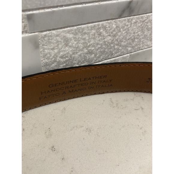 Joseph Abboud Double-Loop Edge Stitch Leather Belt Light Brown Size 38 / 95 - Picture 5 of 8